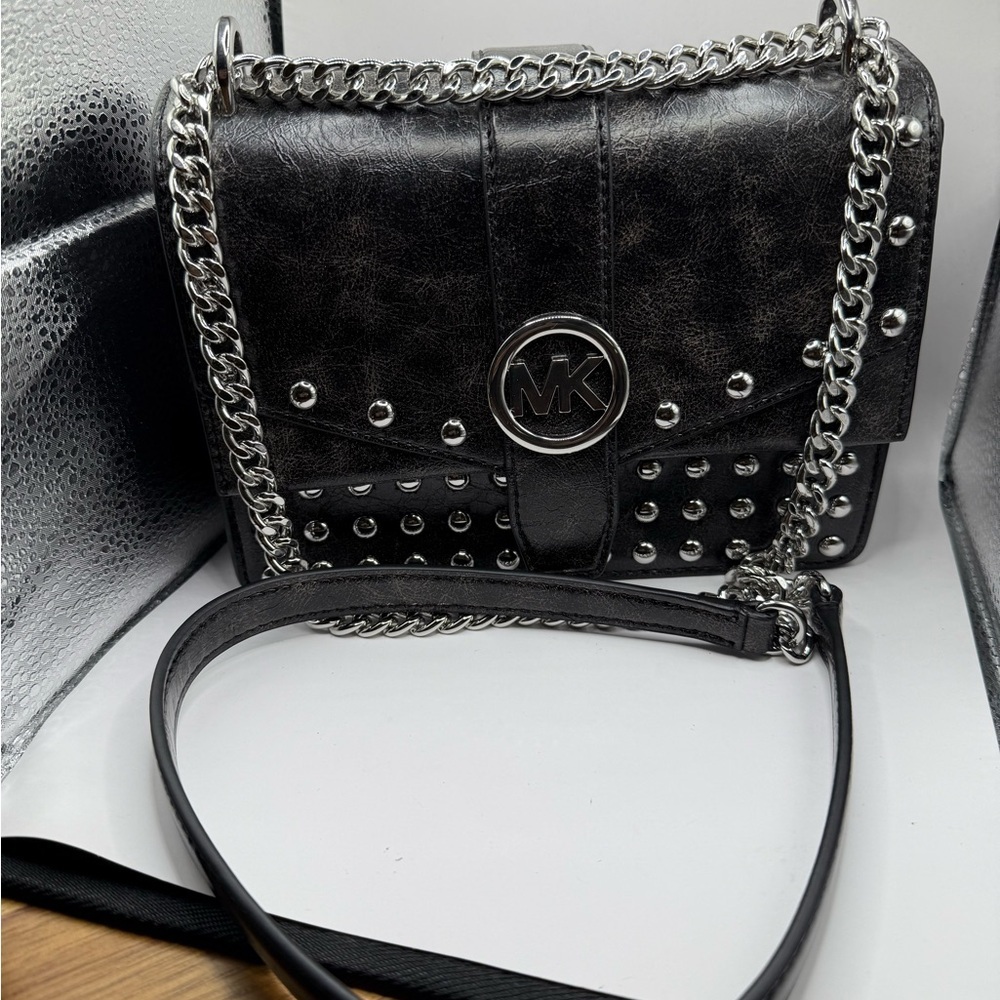 Greenwich Small Studded Distressed Black - 8"W X 6"H X 3"D Crossbody Bag NWT - Picture 8 of 15
